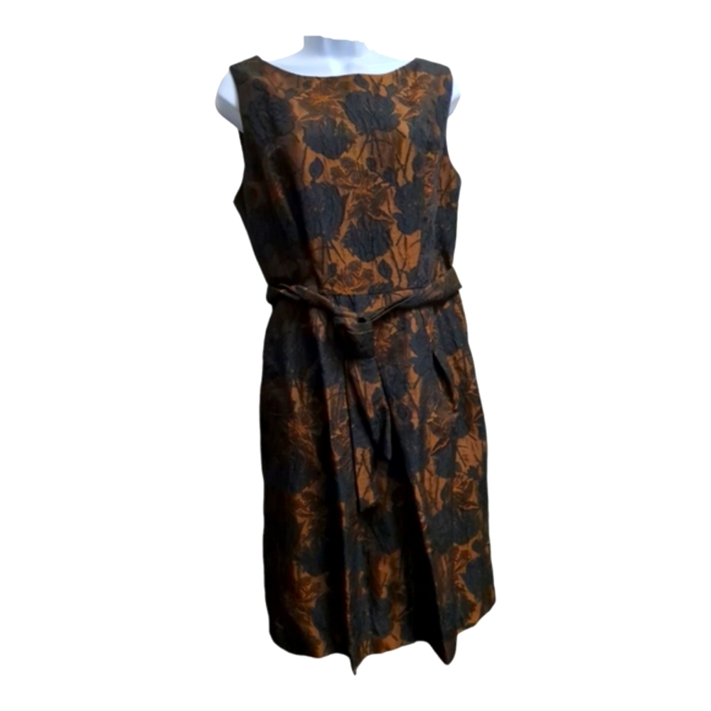 Talbots Brown and Black Floral Midi Dress